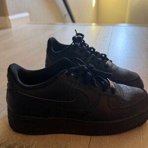 Womens Black Leather Air Force 1’s  8 (womens) kids 6.5 (YOUTH)